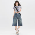 Women's American-style Retro High Street Denim Cropped Pants Summer