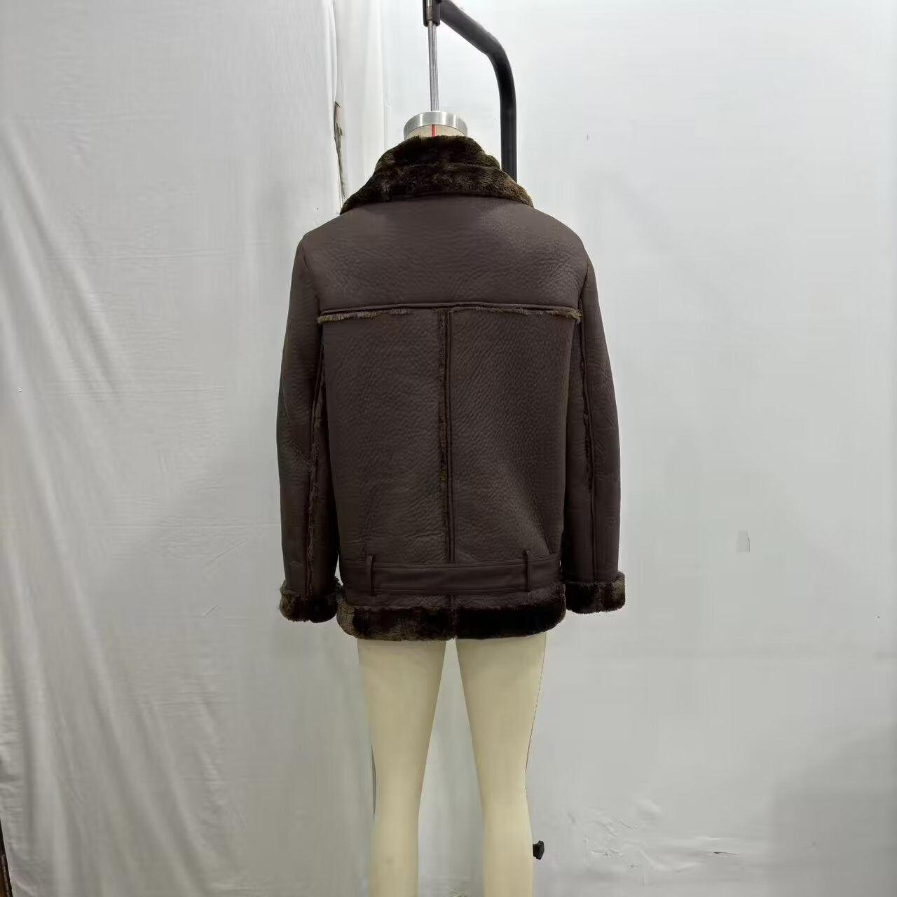 Women's Fashion Fur Integrated Leather Coat Top