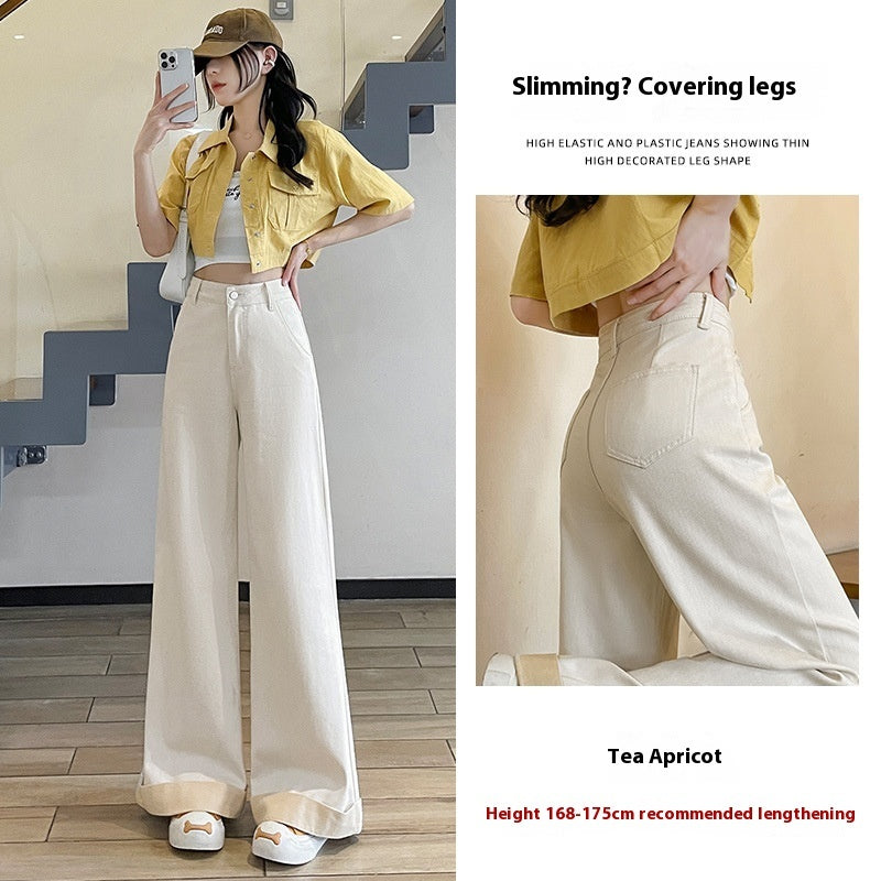 Tea Gray Flared Jeans Women's High Waist Slimming Bootcut Pants