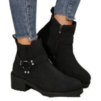 Belt Buckle Women's Ankle Boots Elastic Band
