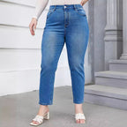 Plus Size Denim Harem Slim Fit Stretch Tapered Pants
