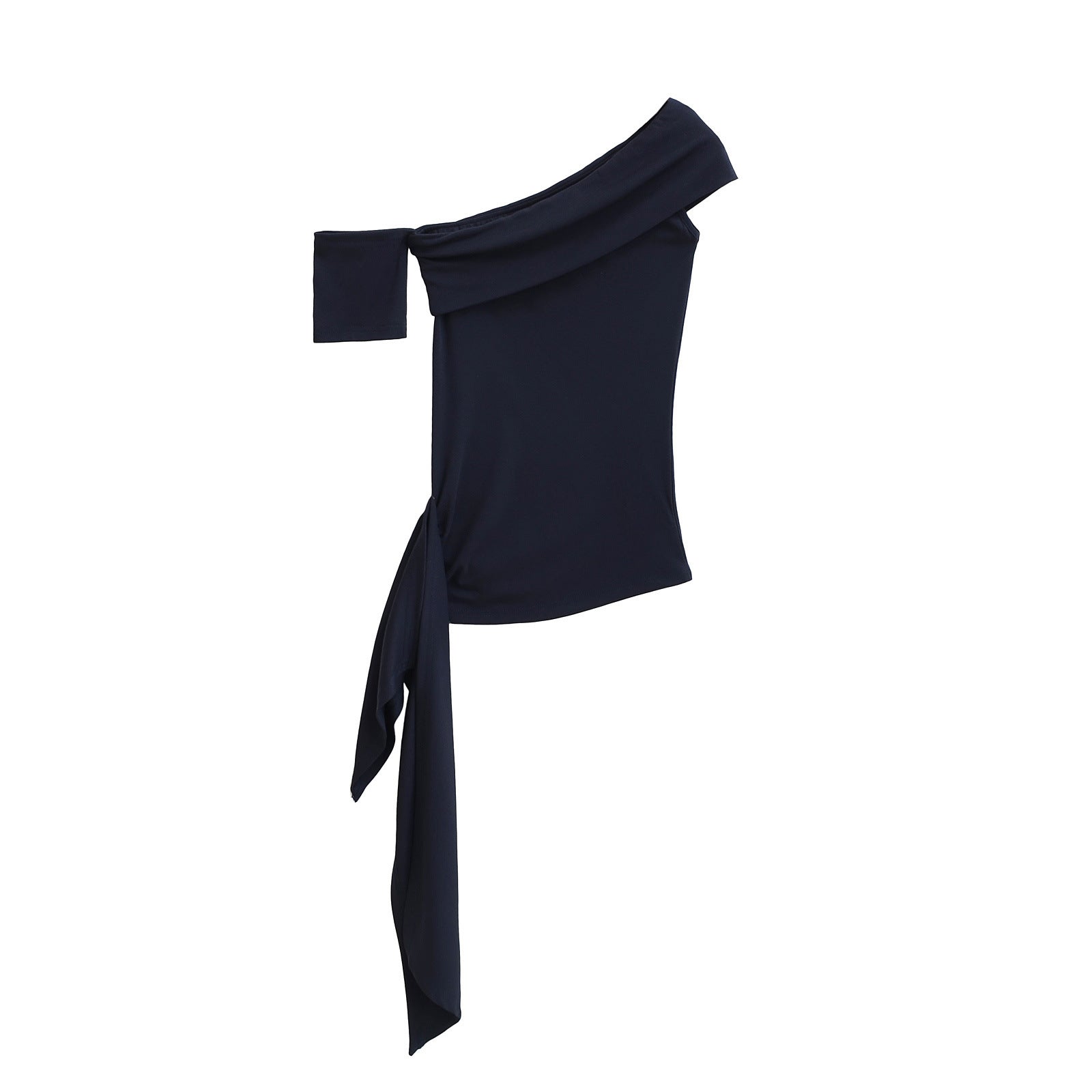 Pure Desire Ribbon Off-shoulder Tube Women's Elastic Slim-fit Asymmetric Top