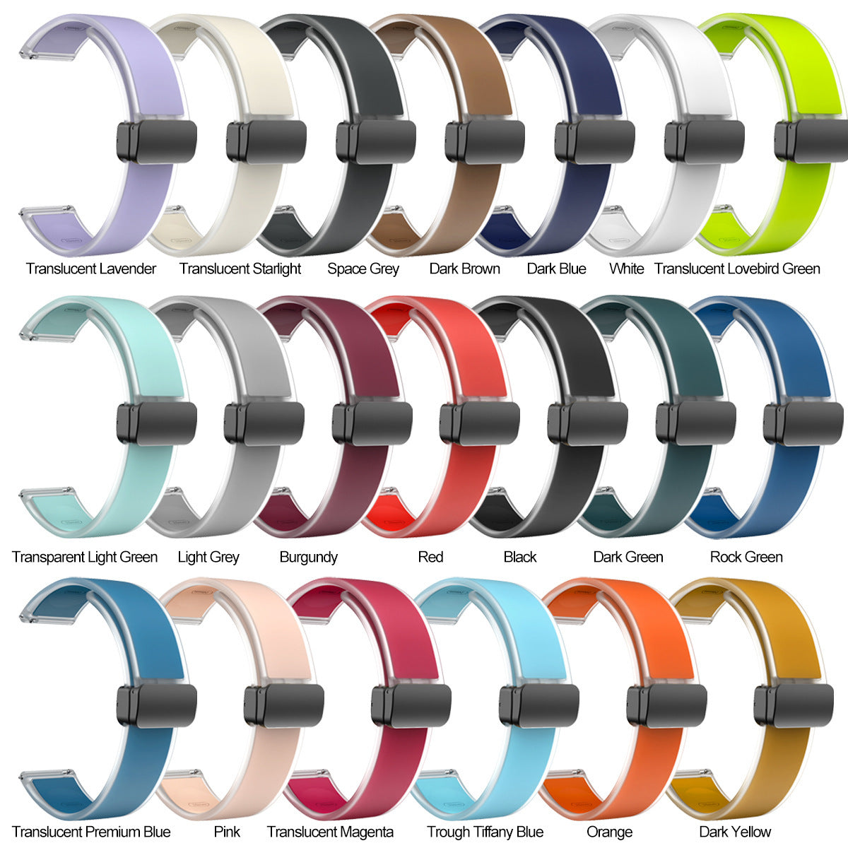 Universal Folding Magnetic Buckle Transparent Silicone Strap