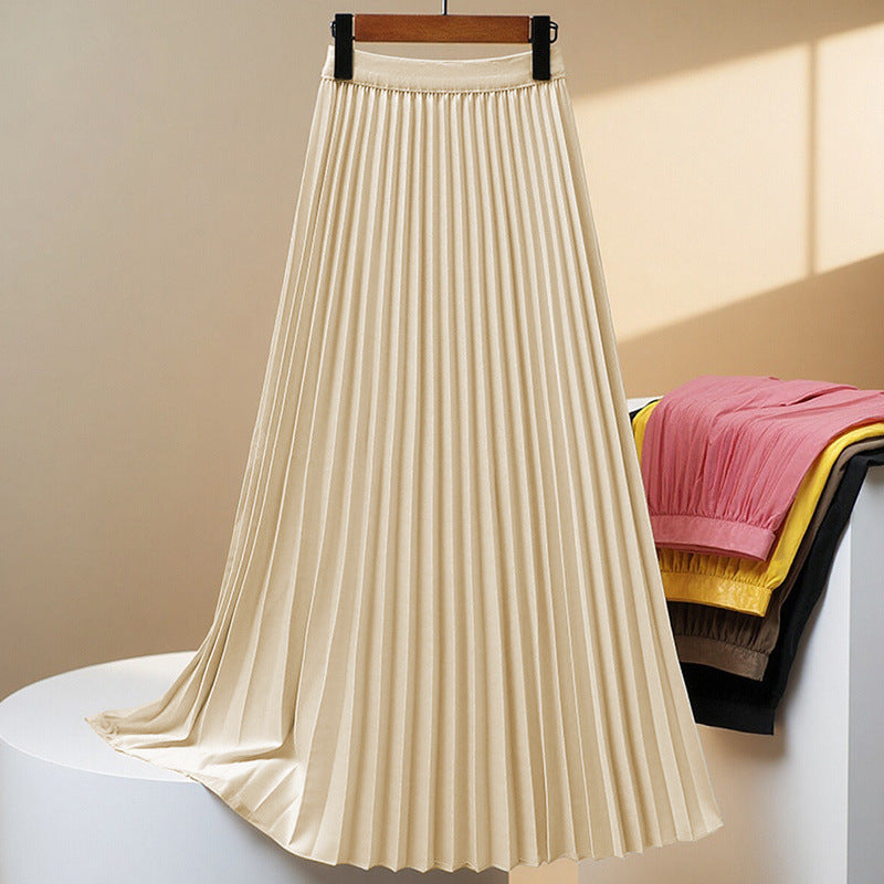 Women's Solid Color Fashion Pleated High Waist Pleated Skirt